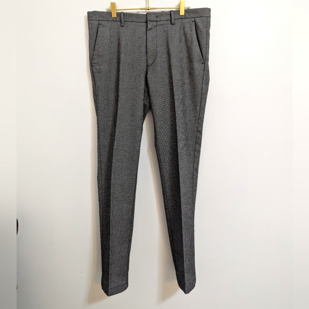 Hugo Boss 34R Gray & Black Micro Patterned Stretch Formal Trousers